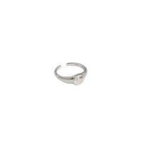 [925純銀]小眾微鑲鋯石戒指 - JT411白金色【14號/可調節】, 開口可調節