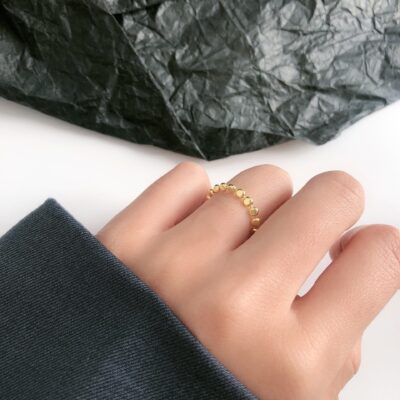 [925純銀]簡約扁圓珠戒指
