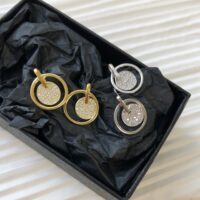 [925純銀]圓環鑲鑽耳環 - 銀色, 925銀