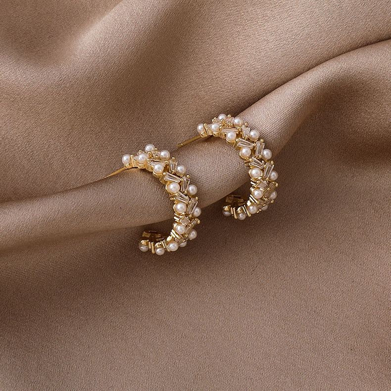 [925銀針]復古珍珠優雅耳環