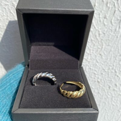 [925純銀]法式牛角包戒指