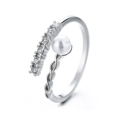 [銅]閃鑽珍珠戒指