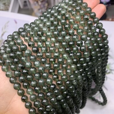 [綠髮晶+綠鈦晶]髮絲明顯三圈手鍊