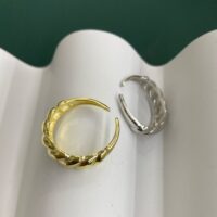[925純銀]法式牛角包戒指 - 金色