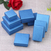 黑色鉆石紋飾品收納盒 - 藍色, 5X5X3cm