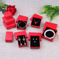 黑色鉆石紋飾品收納盒 - 紅色, 5X5X3cm