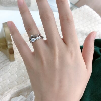 [925純銀]兩戴愛心皇冠戒指