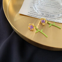 [鋼針]小清新花朵耳環 - 6號 小花朵 黃色 耳墜