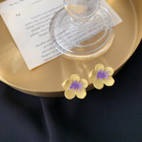 [鋼針]小清新花朵耳環 - 9號 大花朵 黃色 軟墊耳夾款