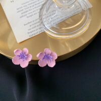[鋼針]小清新花朵耳環 - 8號 大花朵 粉色 軟墊耳夾款