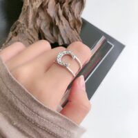 [925純銀]復古月牙紋理戒指