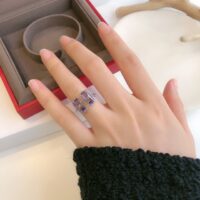 [925純銀]輕奢鋯石鑲嵌戒指 - 紫色
