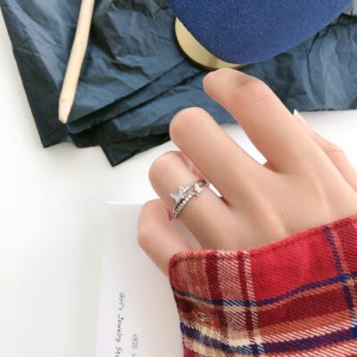 [925純銀]精致雙層蝴蝶戒指