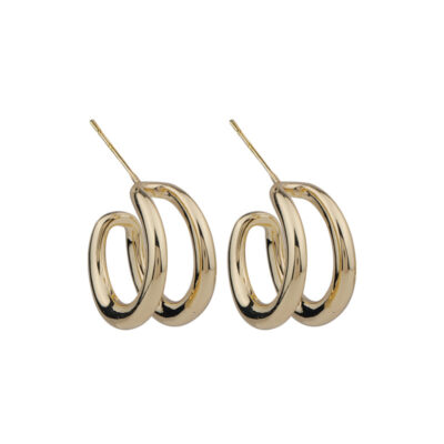 [925銀針]氣質雙層金屬耳環