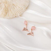 [925銀針]氣質魚尾耳環 - A 粉色