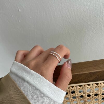 [925純銀]簡約雙層線條戒指