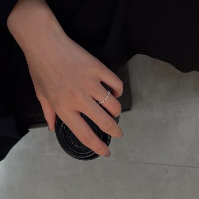[925純銀]簡約交叉鏤空戒指