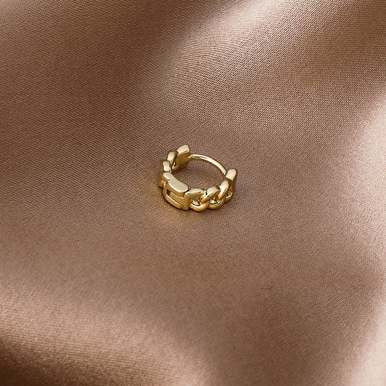 [鋼針]簡約金屬鏈條耳環
