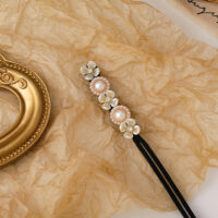 盤發器珍珠花朵髪圈 - C 珍珠花朵款