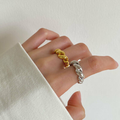 [925純銀]個性牛角包戒指