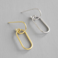 [925純銀]簡單鏈條耳環 - 白金色