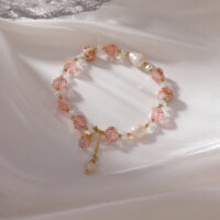 [水晶+珍珠]優雅玫瑰花珍珠手鏈 - 主图款
