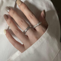 [銅]個性熔岩錫箔感戒指 - 熔岩下凹戒指（白金色）, 熔岩下凹戒指