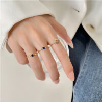 [合金]韓國新品藍鋯三件套戒指 - 三件套戒指, 均码