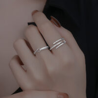 [銅]小碎鑽交叉打結個性戒指 - 开口可调节, 多層交叉