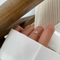 [925純銀]氣質款單顆珍珠開口戒指 - 银色
