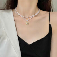 [合金]法式復古雙層珍珠項鏈 - 项链