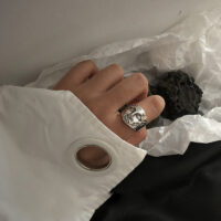 [925純銀]設計師款抽象面具戒指 - 银色, 开口可调节