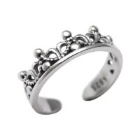 [925純銀]韓式皇冠笑臉戒指 - 5572皇冠戒指