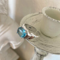 [925純銀]藍寶石個性氣質戒指 - 蓝色