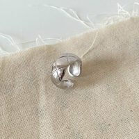 [925純銀]韓國新款菱格圓珠戒指 - 5526菱格纹, 开口可调节