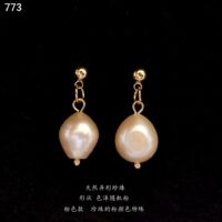 [925銀針]不規則單顆珍珠耳環 - 773粉色形状随机出