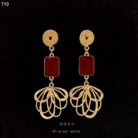 [925銀針]韓國酒紅三款耳釘 - 710