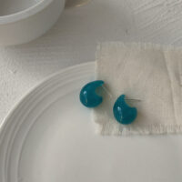 [925銀針]水滴設計樹脂耳環 - 1491冰川蓝