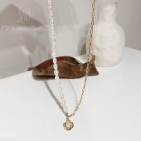 [🇰🇷韓.代工]鋯石珍珠項鏈合集 - 淡水珍珠拼接爱心项链