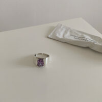 [925純銀]鑲嵌彩鑽男女戒指 - 紫色