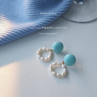 [925銀針]ins甜美藍珍港淡水珍珠手作設計 - A916