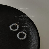 [925銀針]手作水晶串珠圈圈耳環 - A929