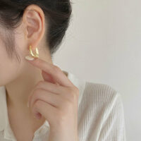 [925純銀]小眾設計菱形耳扣 - 黄金色, 925银