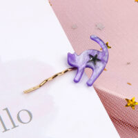 4.5cm日系合金簡約可愛髪夾 - 猫咪-星空紫, 一字夹