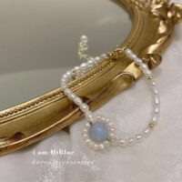 [🇰🇷韓.代工]宮廷風淡水珍珠手鏈 - 蓝晶石淡水珍珠手链