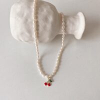 [🇰🇷韓.代工]櫻桃設計淡水珍珠鎖骨鏈 - 小清新樱桃淡水珍珠项链