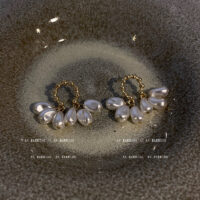 [925銀針]洛克氣質幾何珍珠耳環 - 不规则-HSLE1709金
