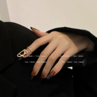 [銅]小眾設計蝴蝶結指尖戒指女 - HSLJ433金, 开口可调节