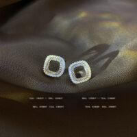 [925銀針]簡約個性幾何珍珠耳環 - HSLE3269金