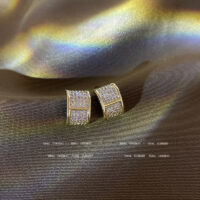 [925銀針]復古幾何設計感耳環 - HSLE3343金